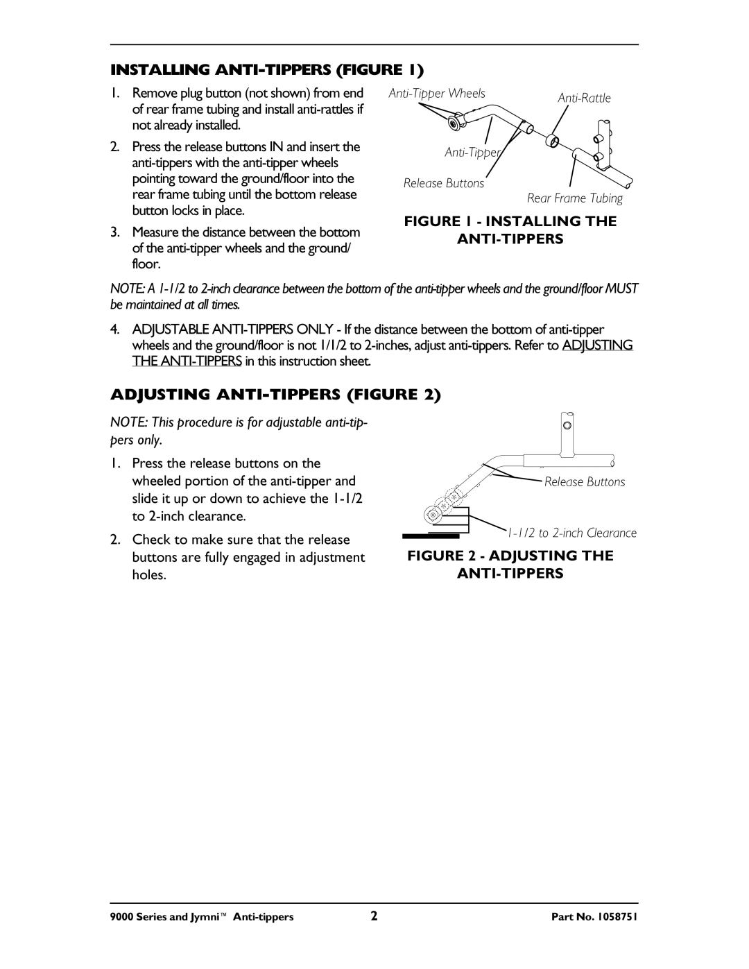 Invacare 9000 instruction sheet Installing ANTI-TIPPERS Figure 