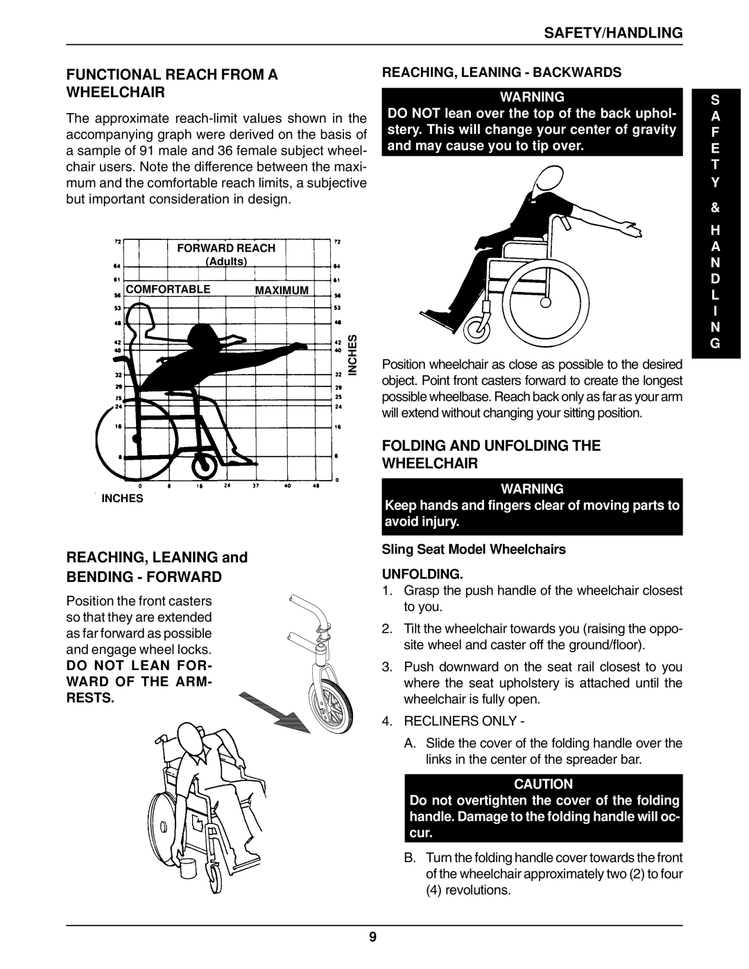 Invacare 1061057 SAFETY/HANDLING Functional Reach from a Wheelchair, Folding and Unfolding Wheelchair, Bending Forward 