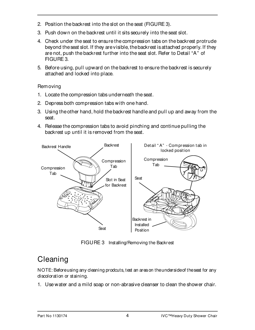 Invacare 9780E, 9781E instruction sheet Cleaning, Removing 