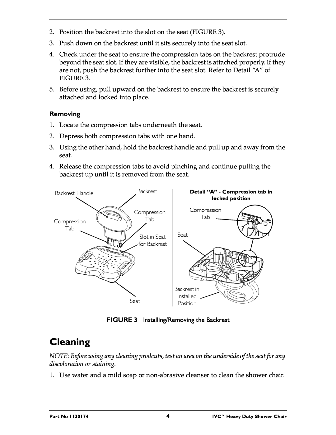 Invacare 9780E, 9781E instruction sheet Cleaning, Removing 