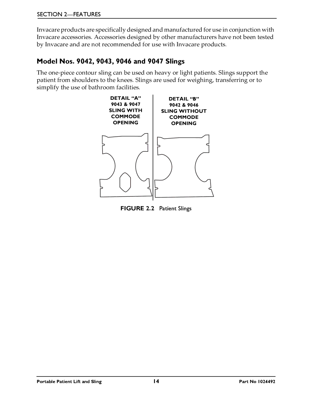 Invacare 9805P manual Model Nos , 9043, 9046 and 9047 Slings, Patient Slings 