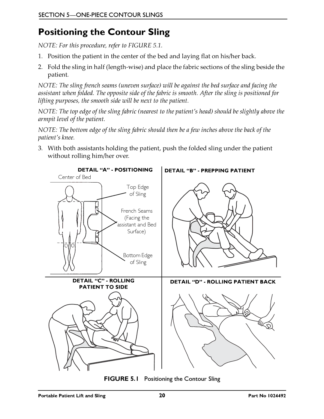 Invacare 9805P manual Positioning the Contour Sling 