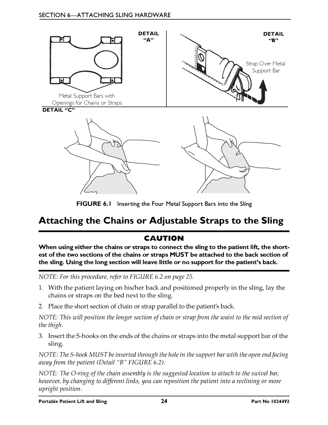 Invacare 9805P manual Attaching the Chains or Adjustable Straps to the Sling 