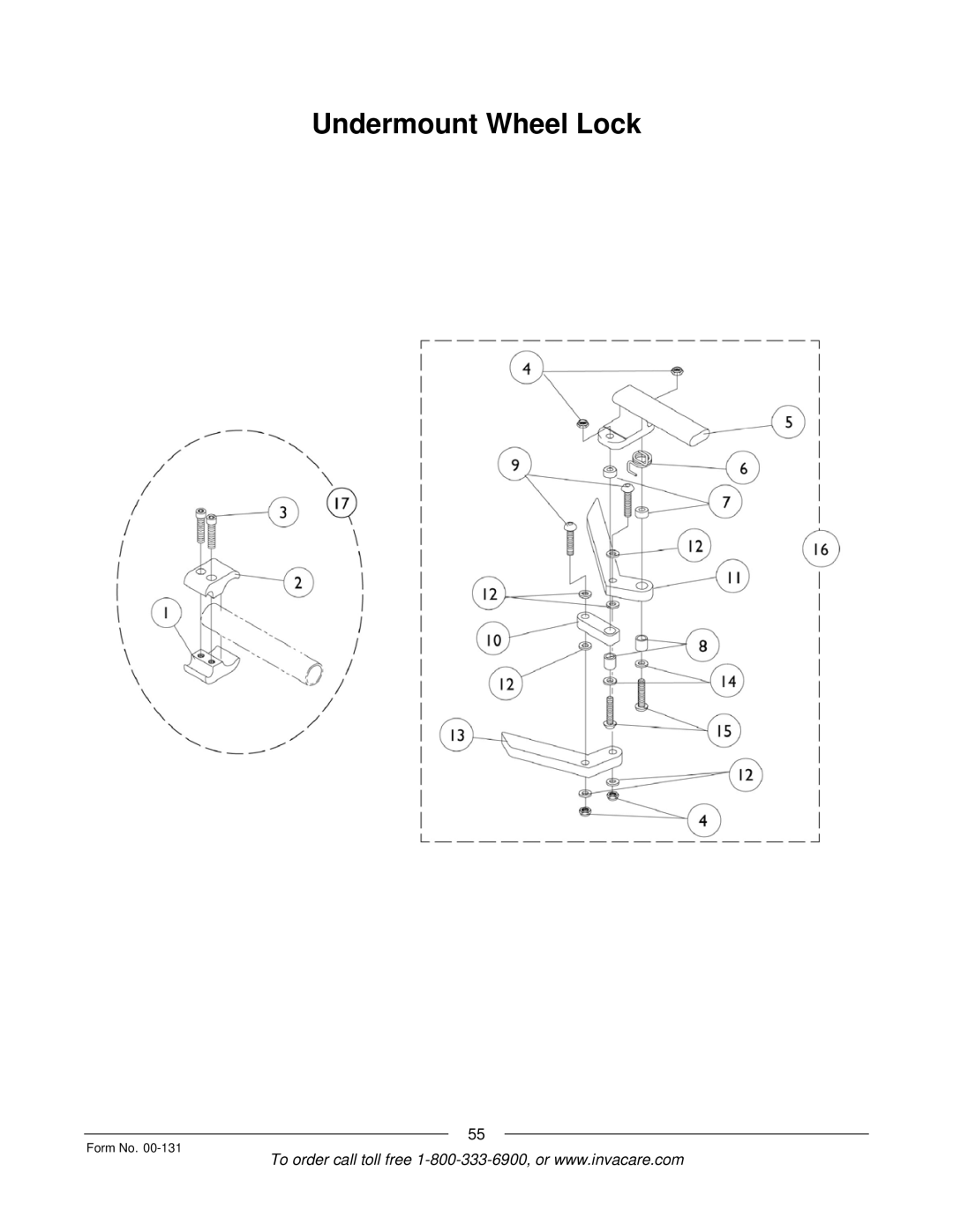 Invacare A-6 manual Undermount Wheel Lock 