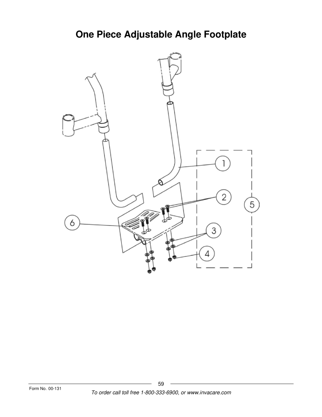 Invacare A-6 manual One Piece Adjustable Angle Footplate 