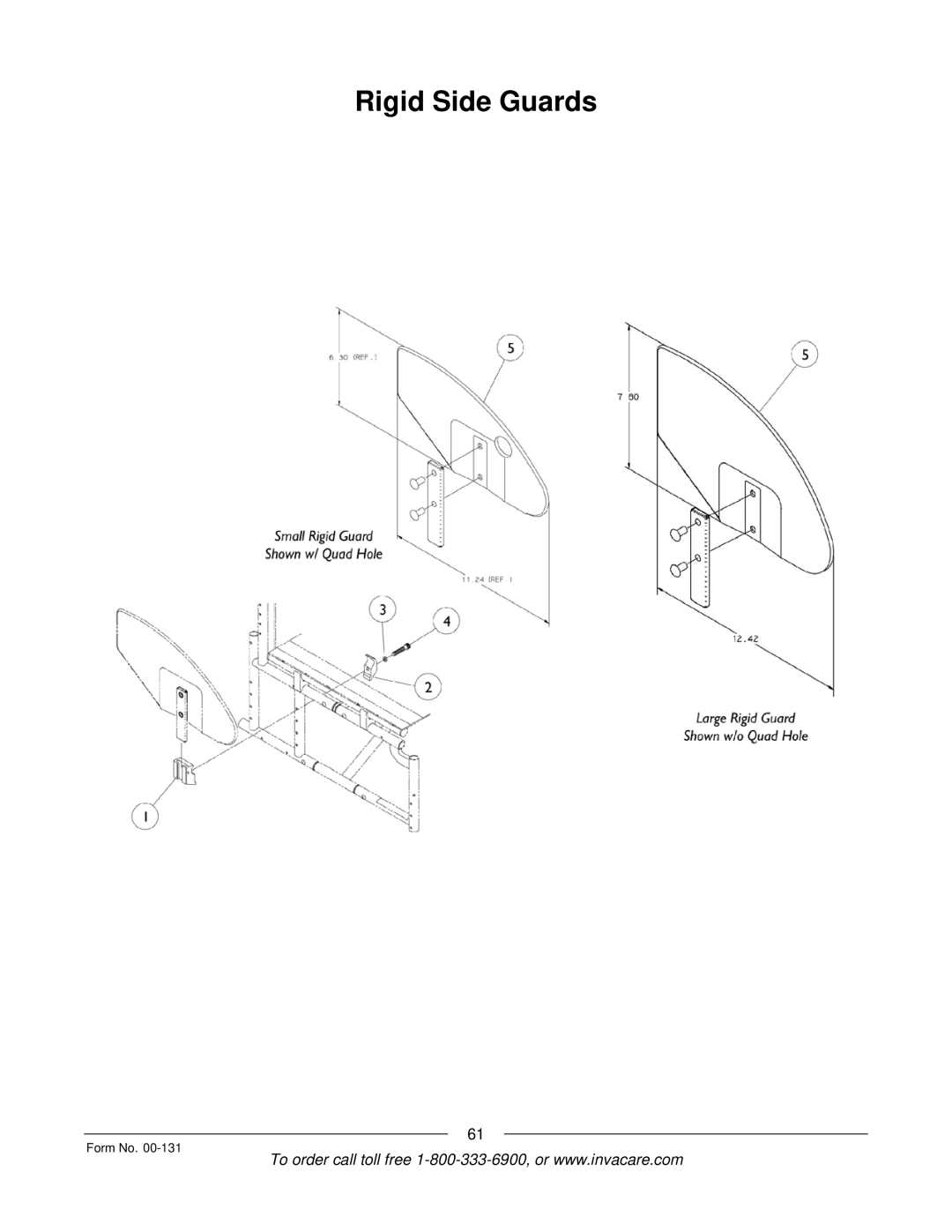 Invacare A-6 manual Rigid Side Guards 