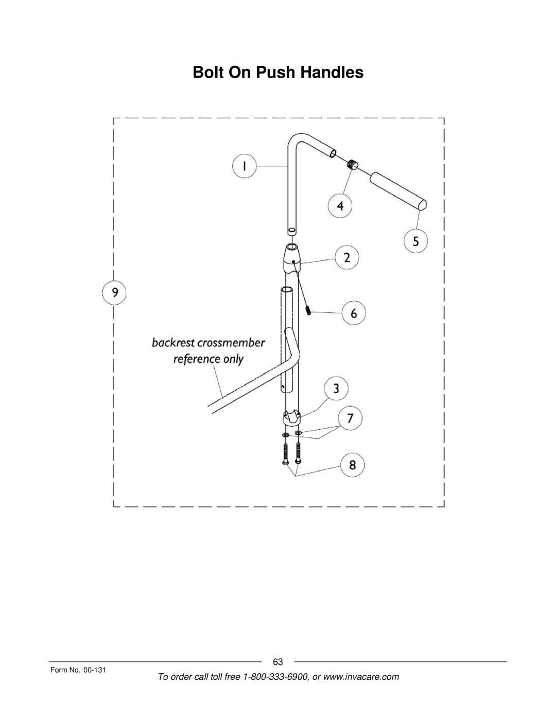 Invacare A-6 manual Bolt On Push Handles 