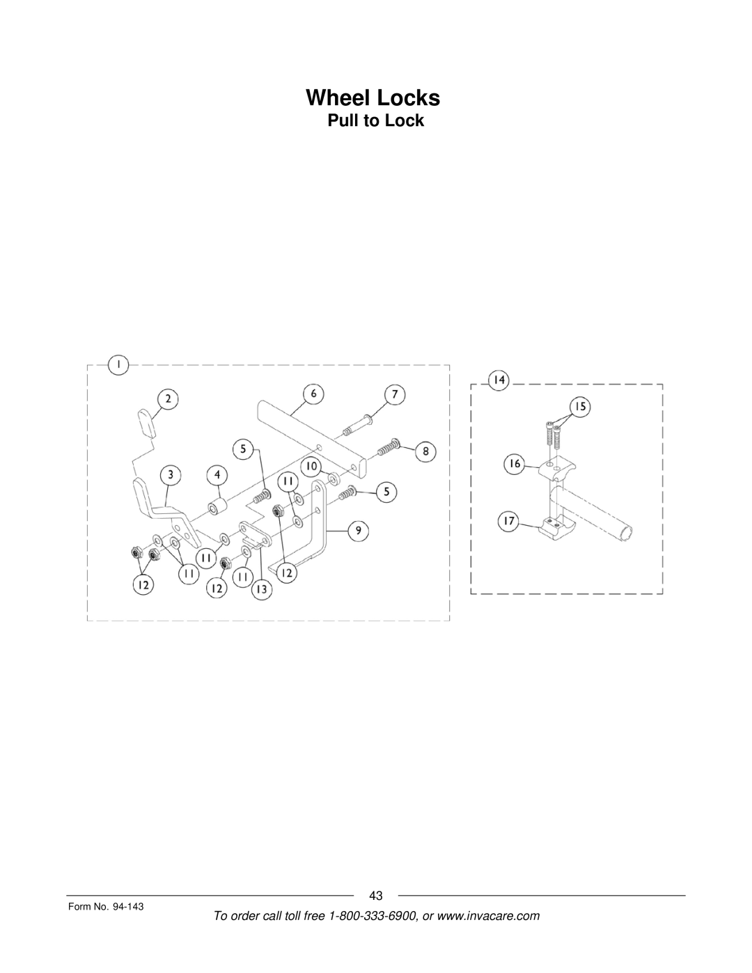 Invacare A-TTM manual Pull to Lock 