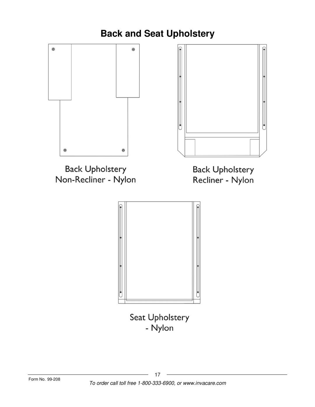 Invacare Allegro manual Back and Seat Upholstery 