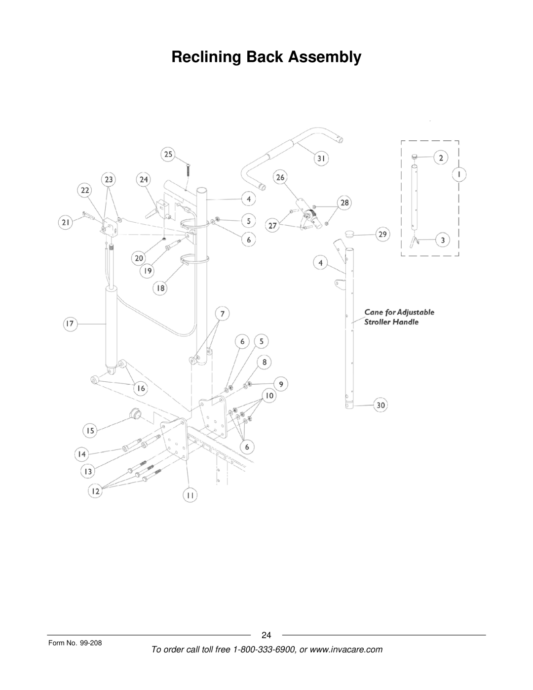 Invacare Allegro manual Reclining Back Assembly 