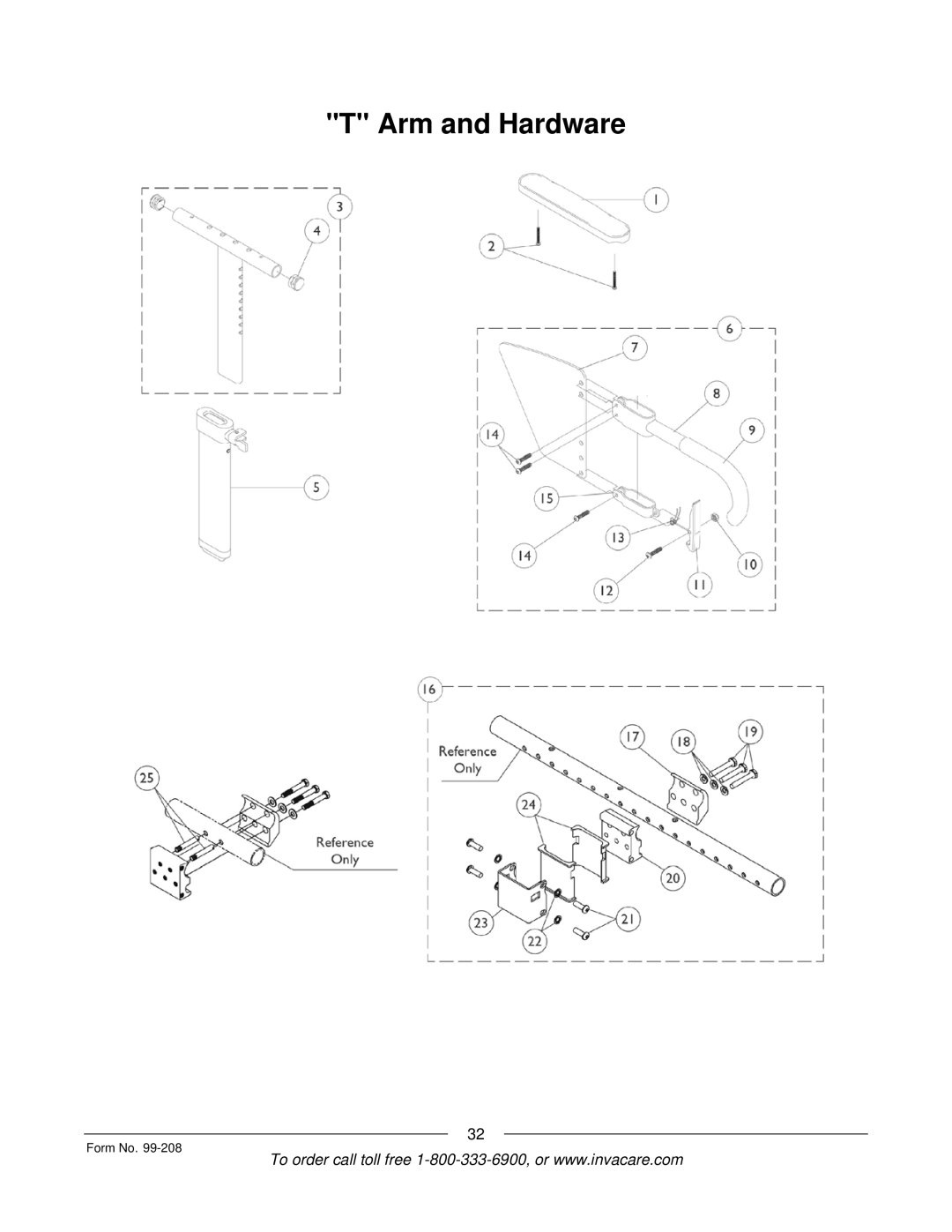 Invacare Allegro manual Arm and Hardware 