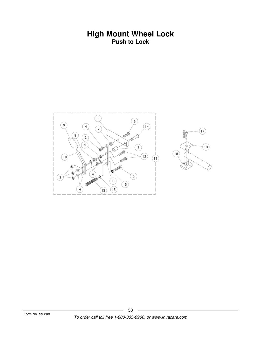 Invacare Allegro manual High Mount Wheel Lock 