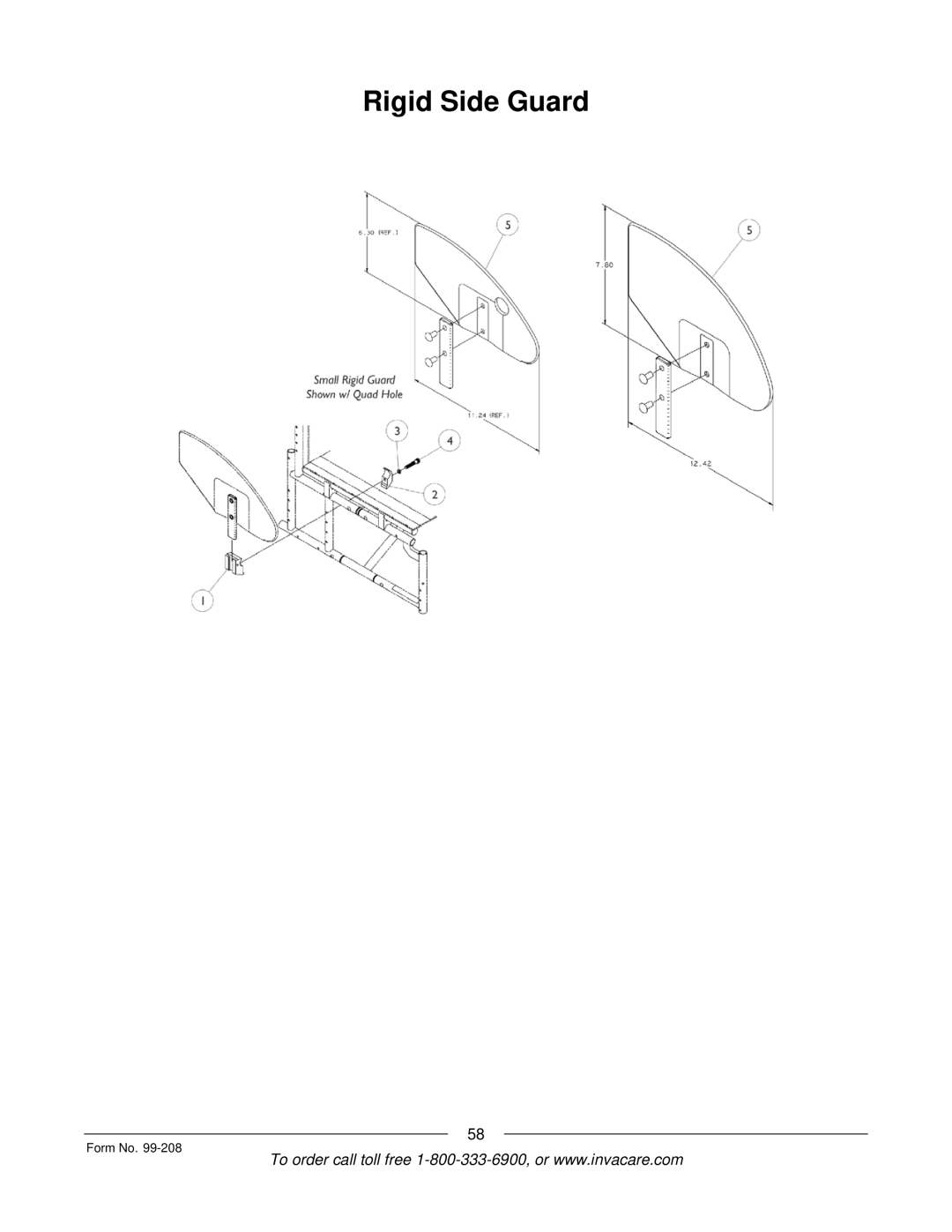 Invacare Allegro manual Rigid Side Guard 