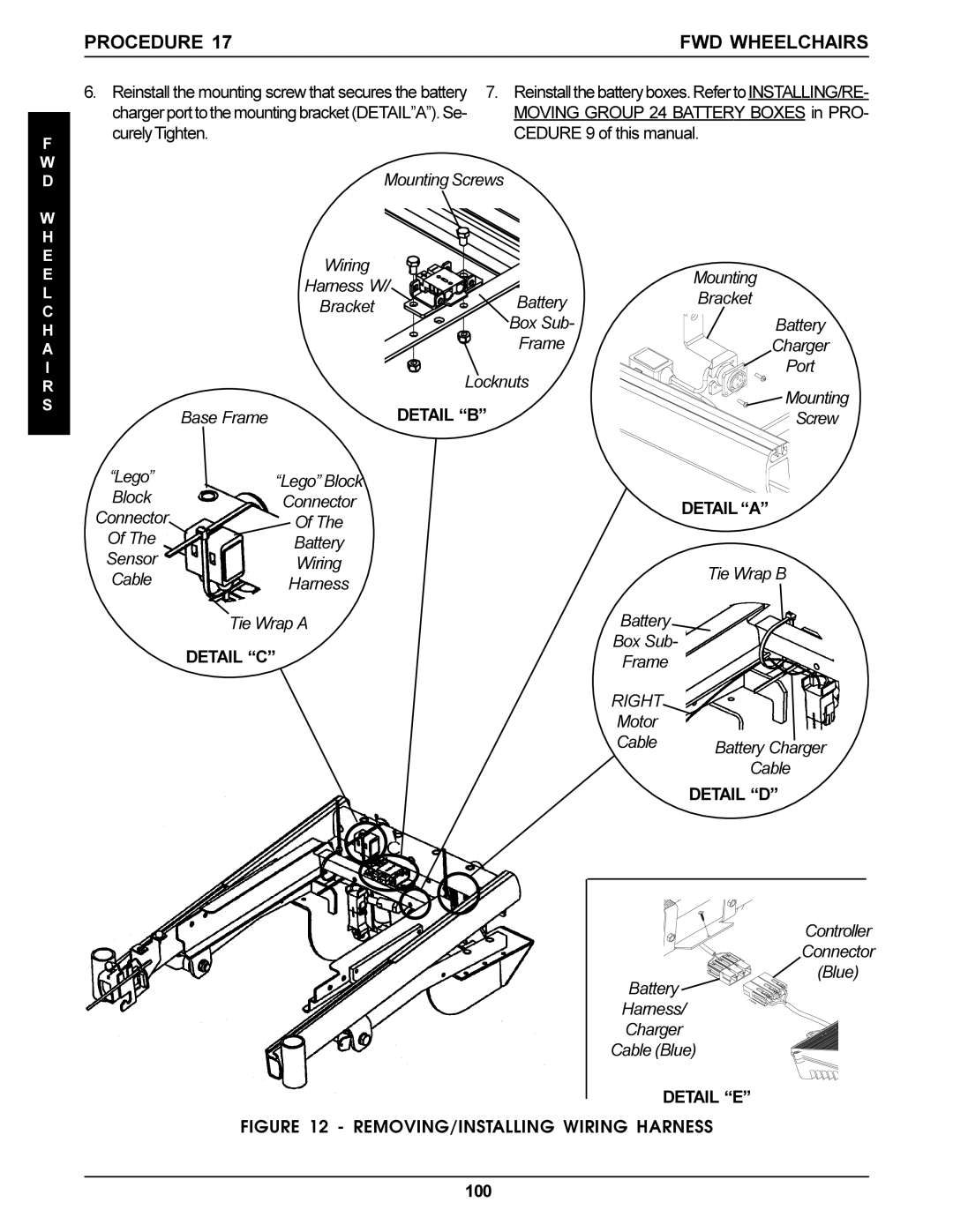 Invacare Torque SP, Arrow, Ranger X ChargerporttothemountingbracketDETAILA.Se, CurelyTighten, Tie Wrap B, Tie Wrap a 