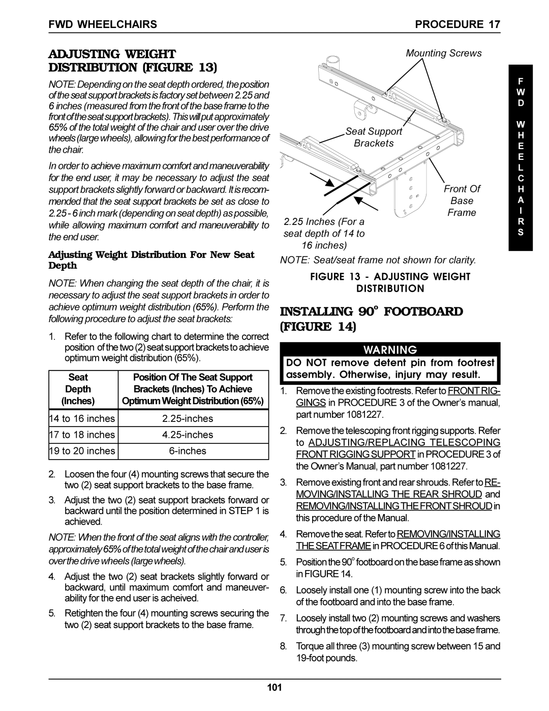 Invacare Ranger X, Arrow Mounting Screws Seat Support Brackets Front, Adjusting Weight Distribution For New Seat Depth 