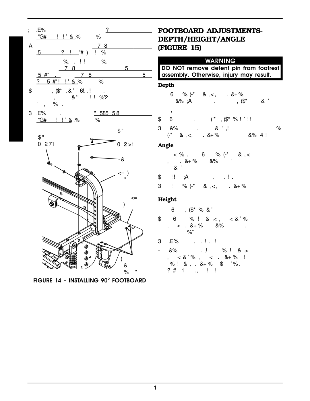 Invacare Arrow, Torque SP, Ranger X service manual Footboard ADJUSTMENTS- DEPTH/HEIGHT/ANGLE Figure, Depth, Angle, Height 