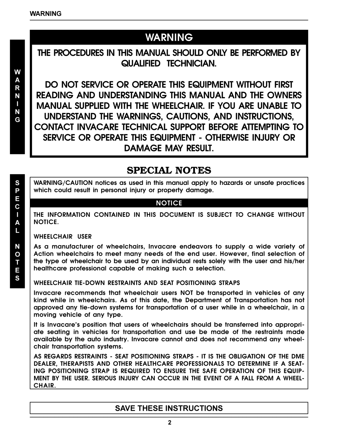 Invacare Ranger X, Arrow, Torque SP service manual I N G, E C I a L T E S 