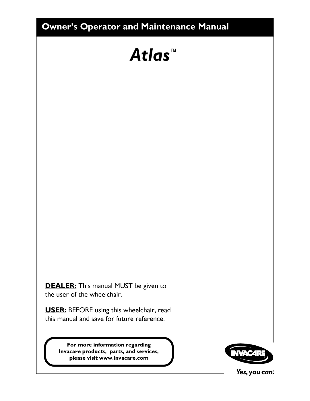 Invacare Atlas manual 