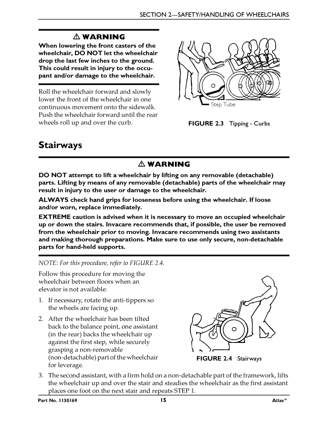 Invacare Atlas manual Stairways 