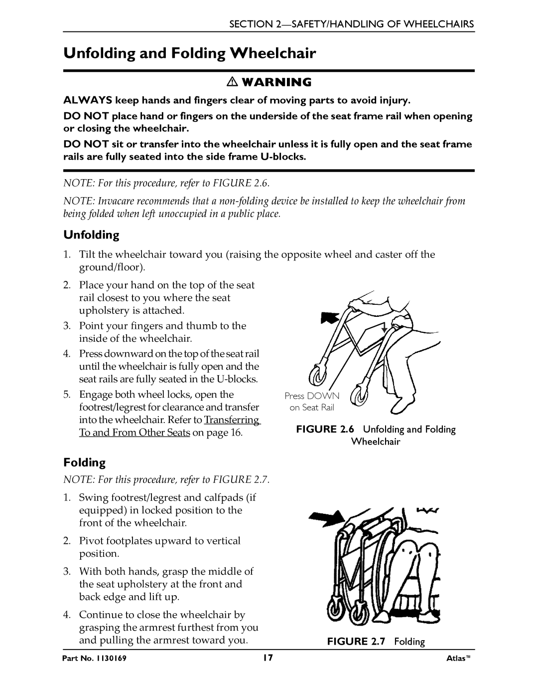 Invacare Atlas manual Unfolding and Folding Wheelchair 