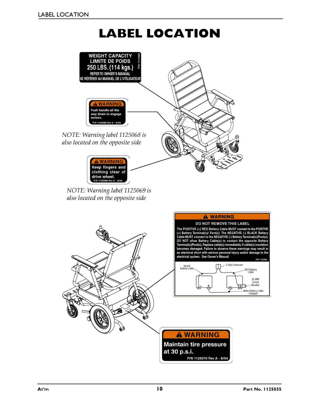 Invacare At'm manual Label Location 