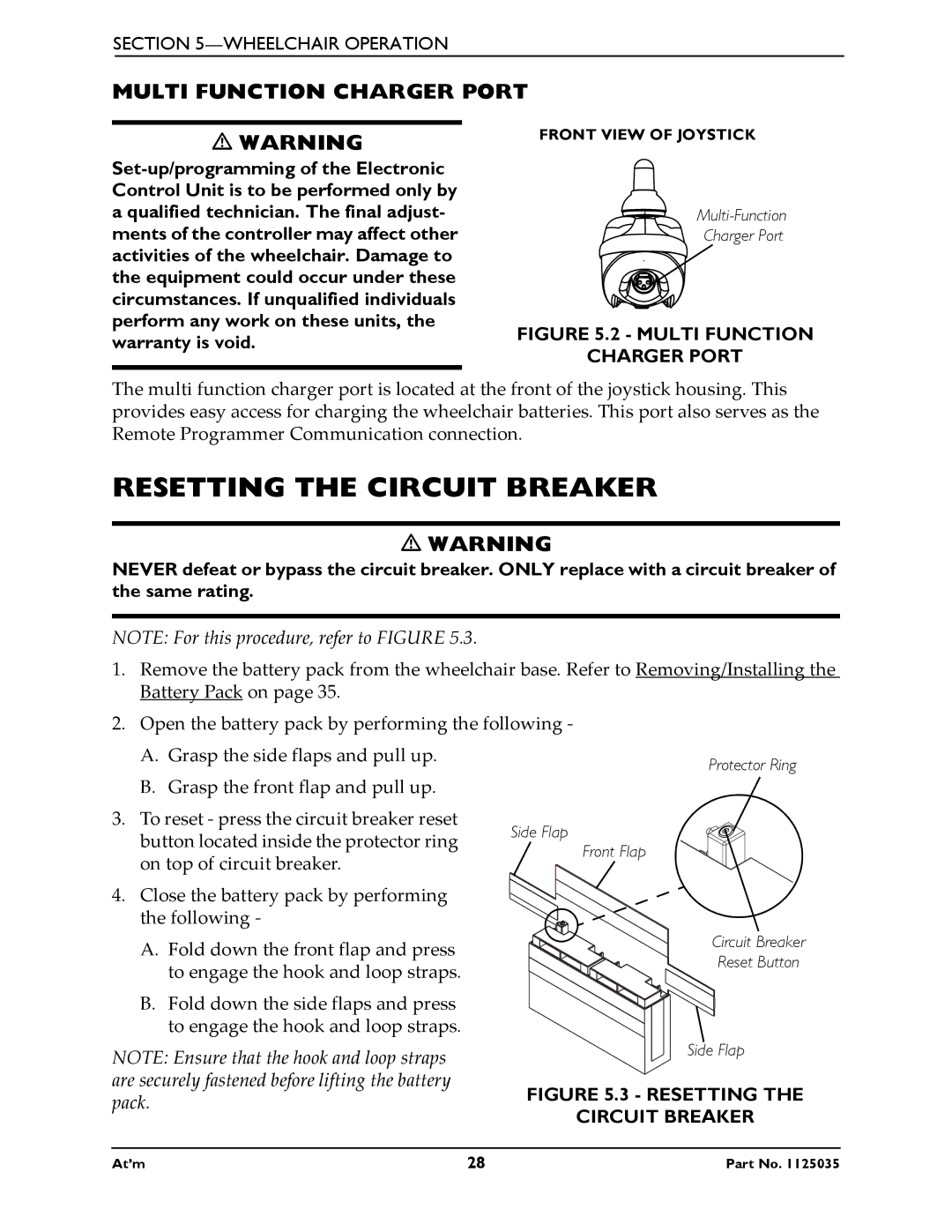 Invacare At'm manual Resetting the Circuit Breaker, Multi Function Charger Port 