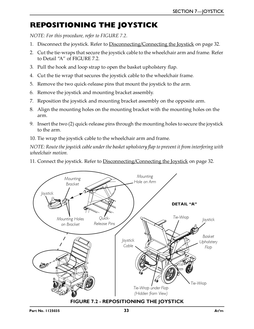 Invacare At'm manual Repositioning the Joystick 