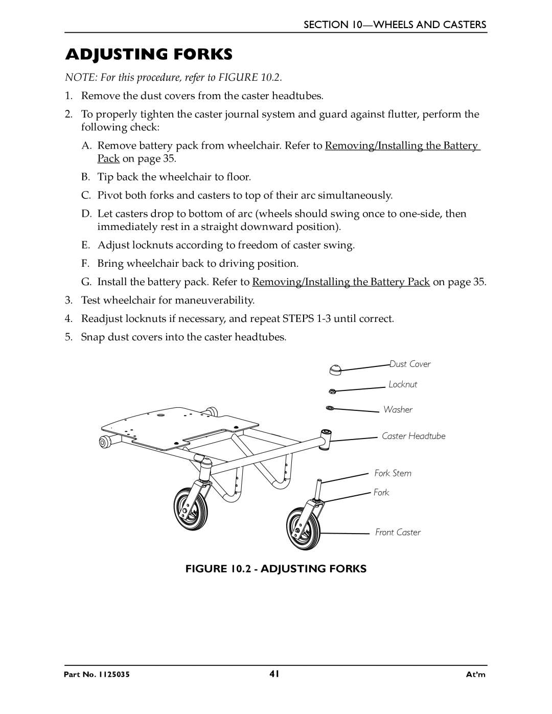 Invacare At'm manual Adjusting Forks 