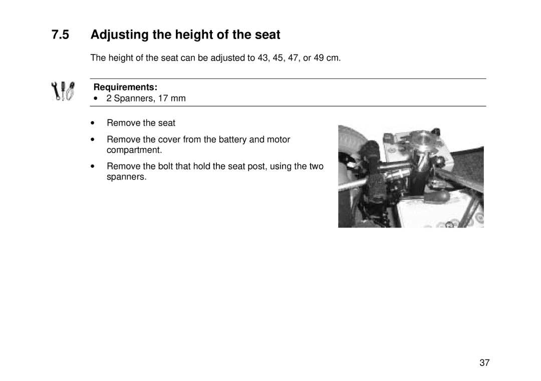 Invacare Auriga10 user manual Adjusting the height of the seat, Requirements 