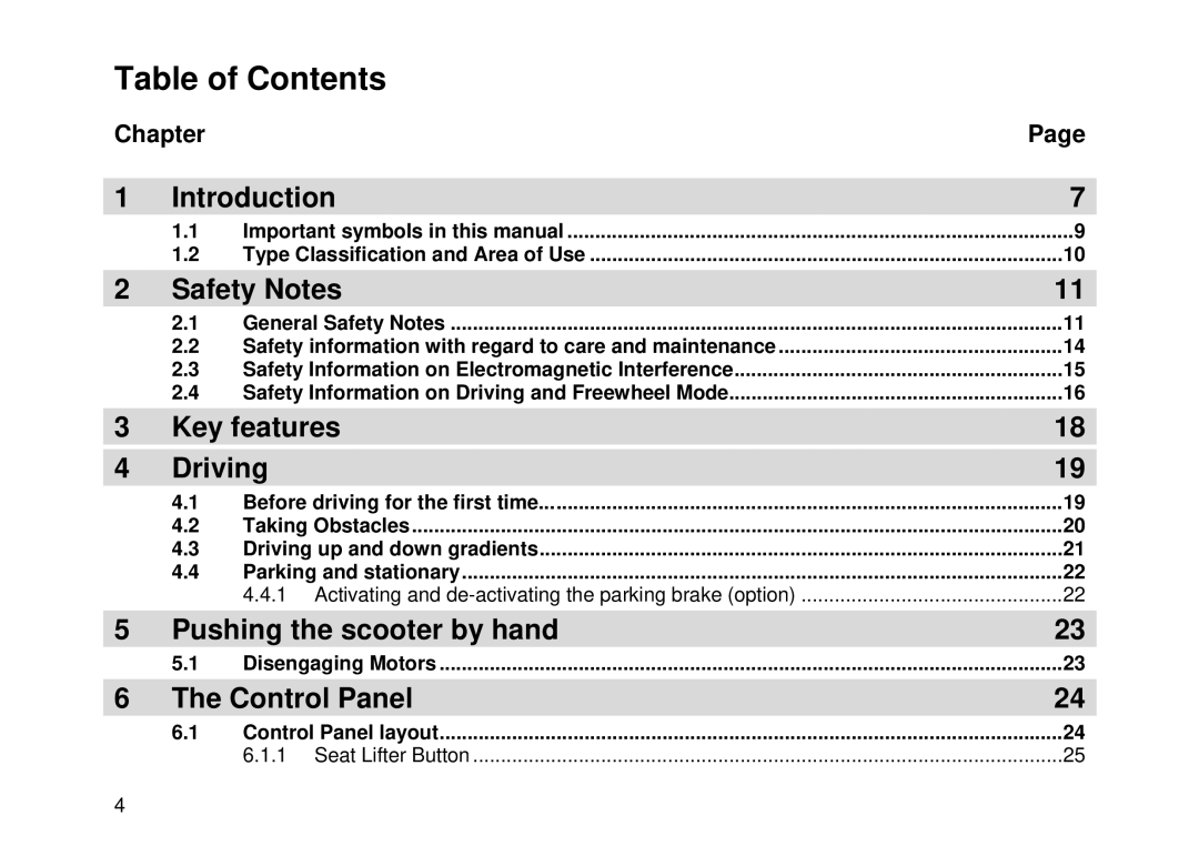 Invacare Auriga10 user manual Table of Contents 