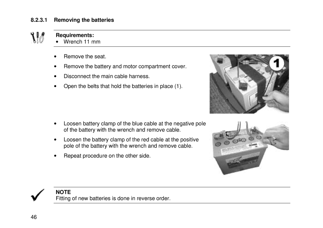 Invacare Auriga10 user manual Removing the batteries Requirements 