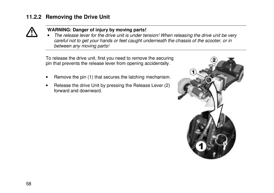 Invacare Auriga10 user manual Removing the Drive Unit 