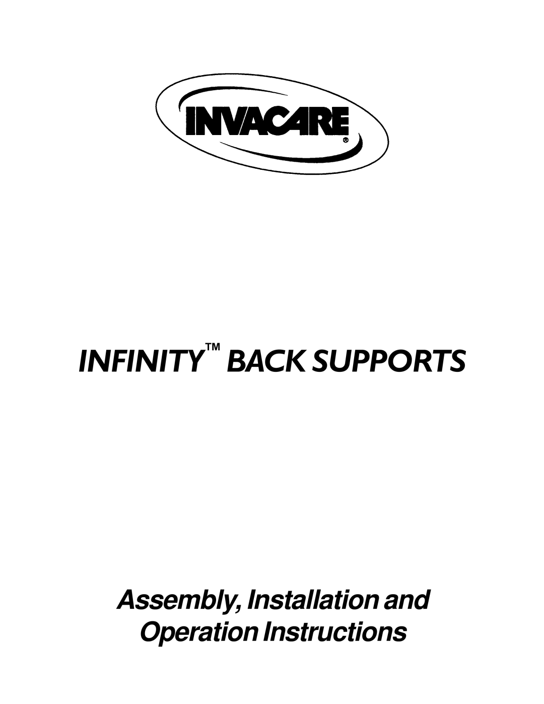 Invacare manual Infinity Back Supports 