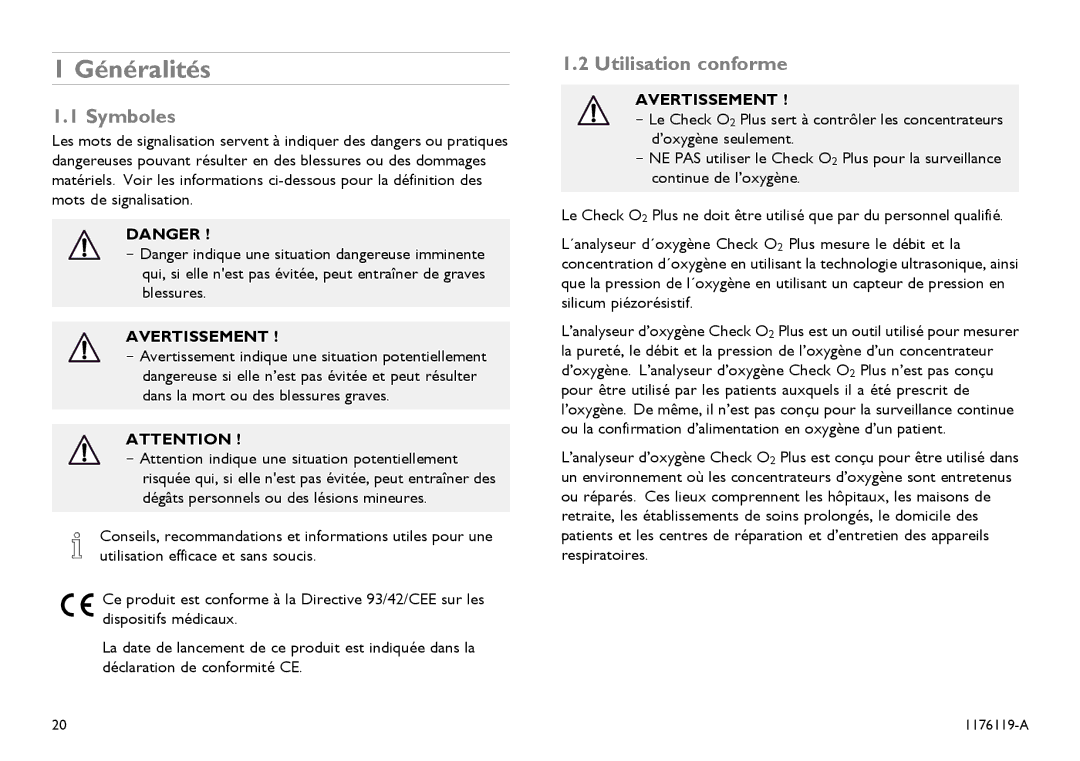 Invacare CE0123 user manual Généralités, Symboles, Utilisation conforme, Avertissement 