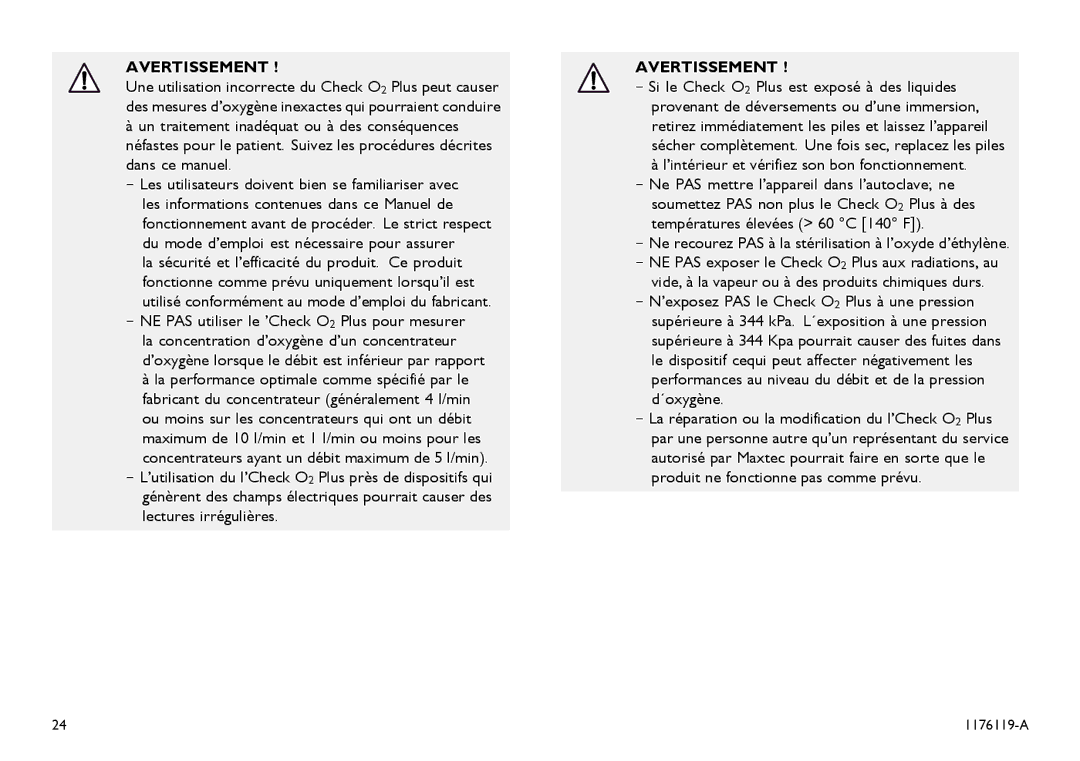 Invacare CE0123 user manual Ne recourez PAS à la stérilisation à l’oxyde d’éthylène 