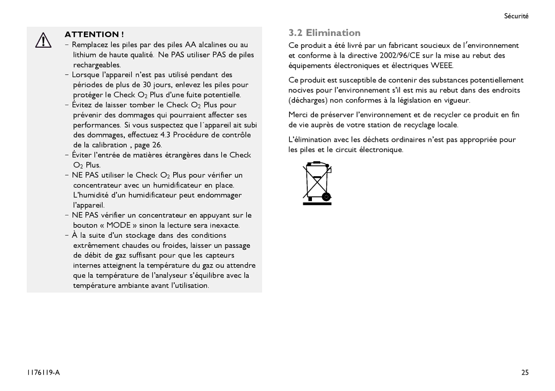 Invacare CE0123 user manual Elimination 