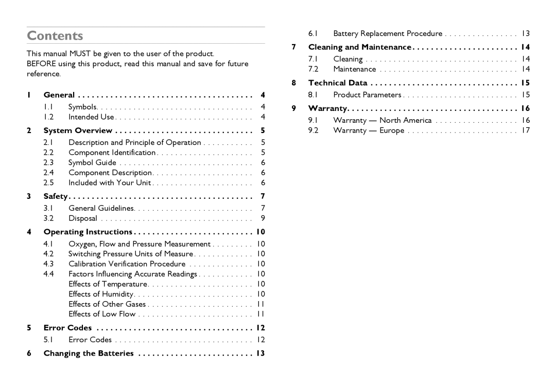 Invacare CE0123 user manual Contents 