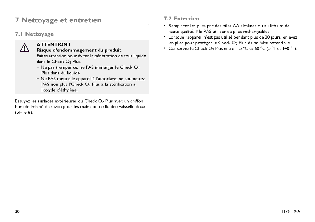 Invacare CE0123 user manual Nettoyage et entretien, Entretien, Risque d’endommagement du produit 