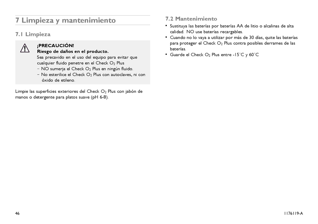 Invacare CE0123 user manual Limpieza y mantenimiento, Mantenimiento, Riesgo de daños en el producto 