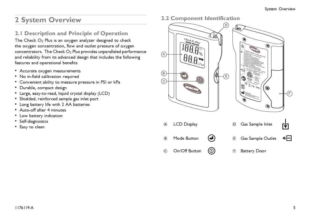 Invacare CE0123 user manual System Overview, Description and Principle of Operation, Component Identification 