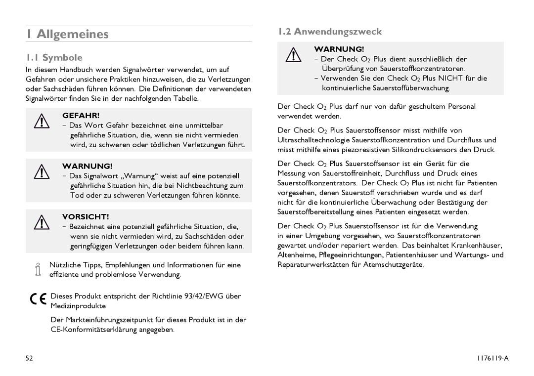 Invacare CE0123 user manual Allgemeines, Symbole, Anwendungszweck 