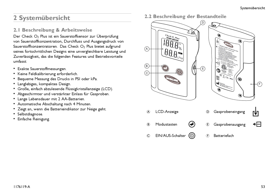 Invacare CE0123 user manual Systemübersicht, Beschreibung & Arbeitsweise, Beschreibung der Bestandteile 