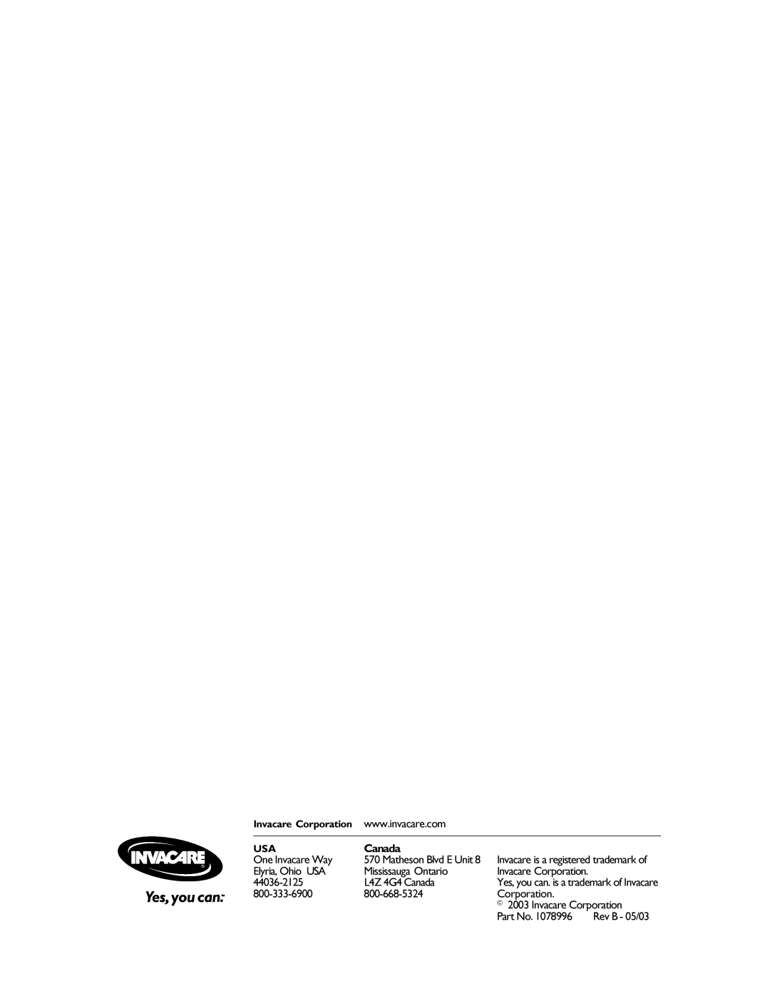 Invacare CG8000 instruction sheet Canada 