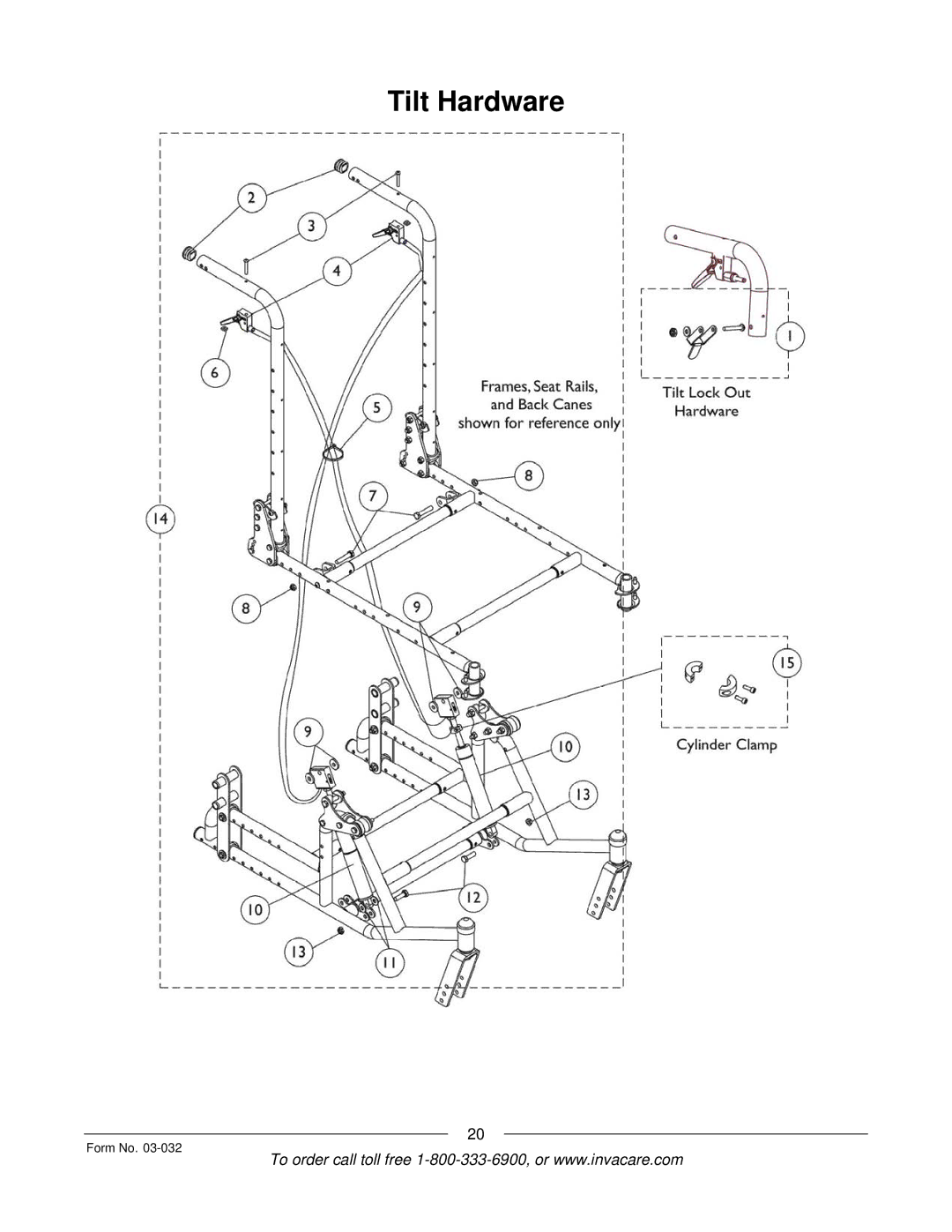 Invacare Compass SPT manual Tilt Hardware 