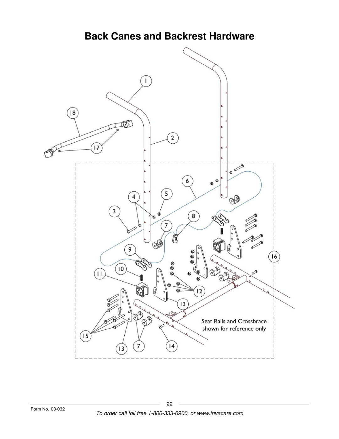 Invacare Compass SPT manual Back Canes and Backrest Hardware 