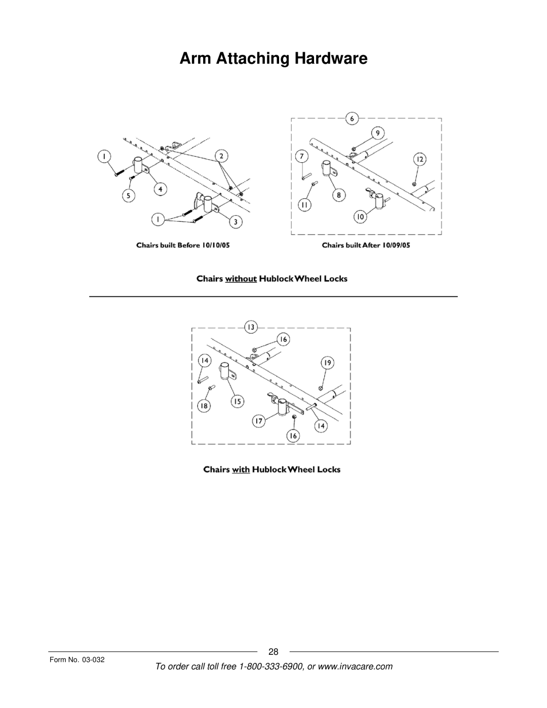 Invacare Compass SPT manual Arm Attaching Hardware 