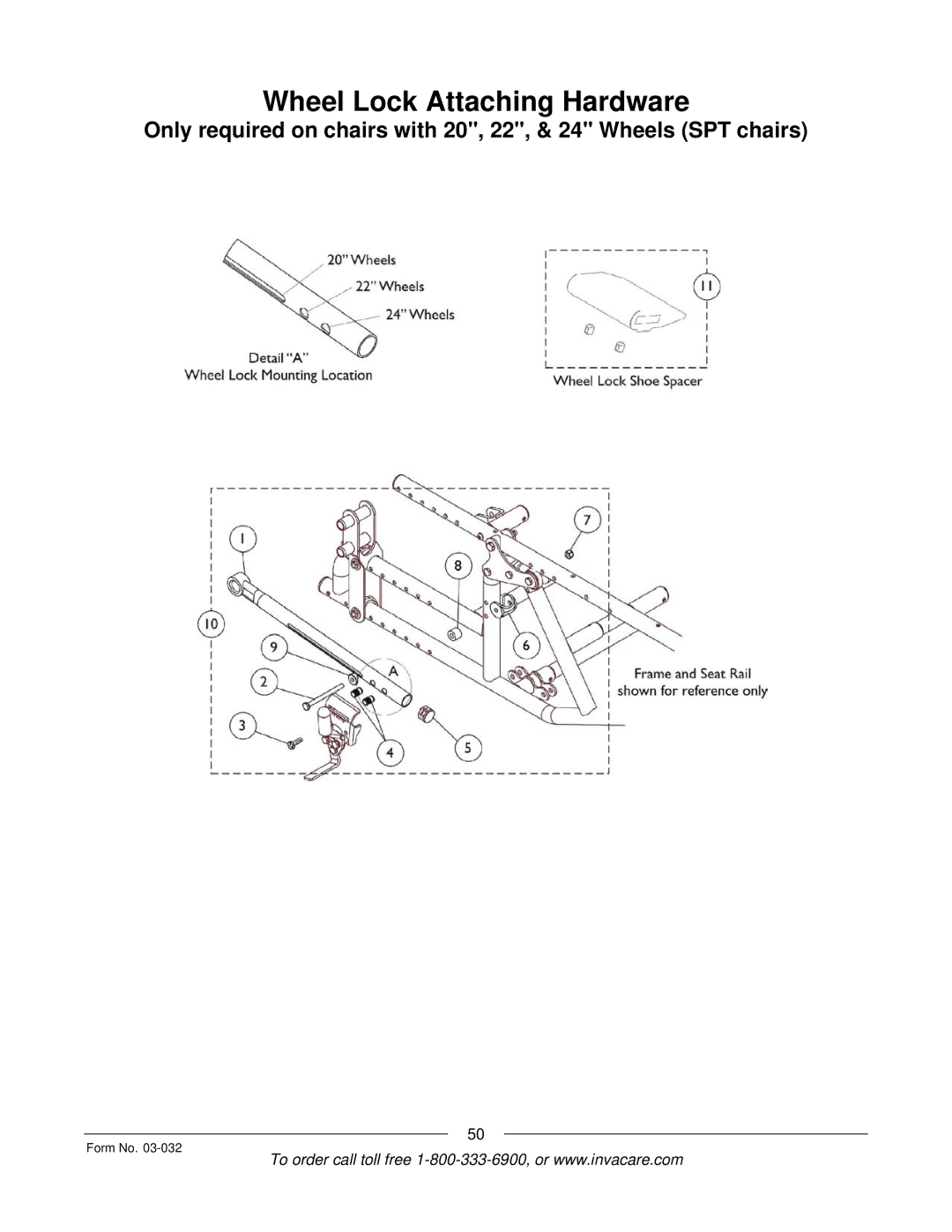 Invacare Compass SPT manual Wheel Lock Attaching Hardware 