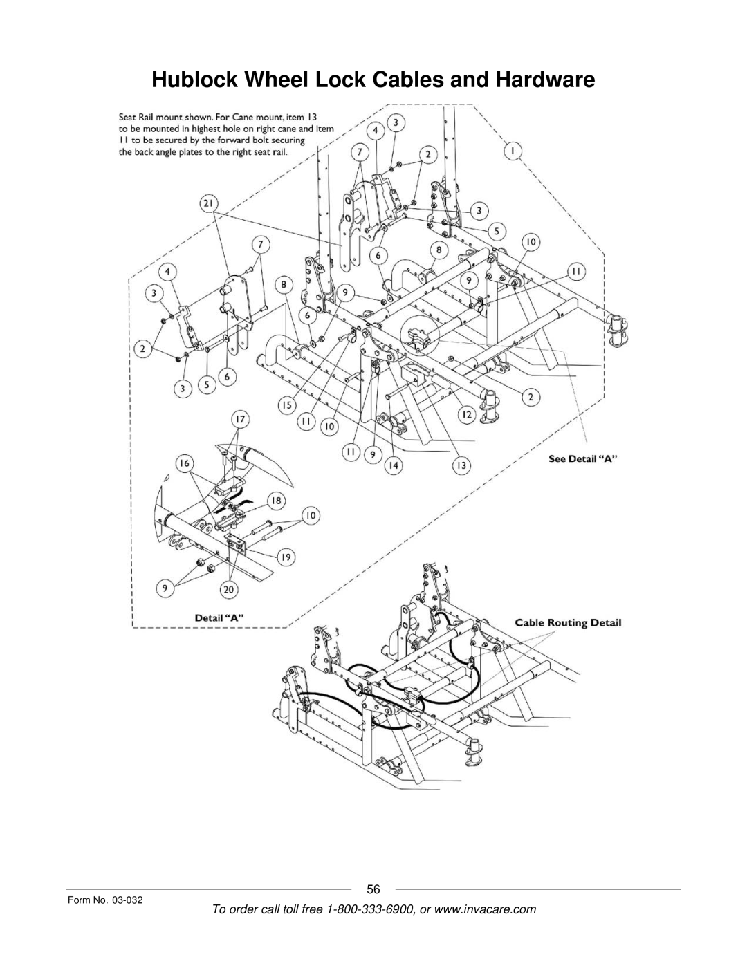 Invacare Compass SPT manual Hublock Wheel Lock Cables and Hardware 