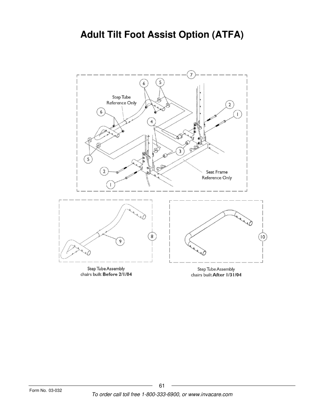 Invacare Compass SPT manual Adult Tilt Foot Assist Option Atfa 