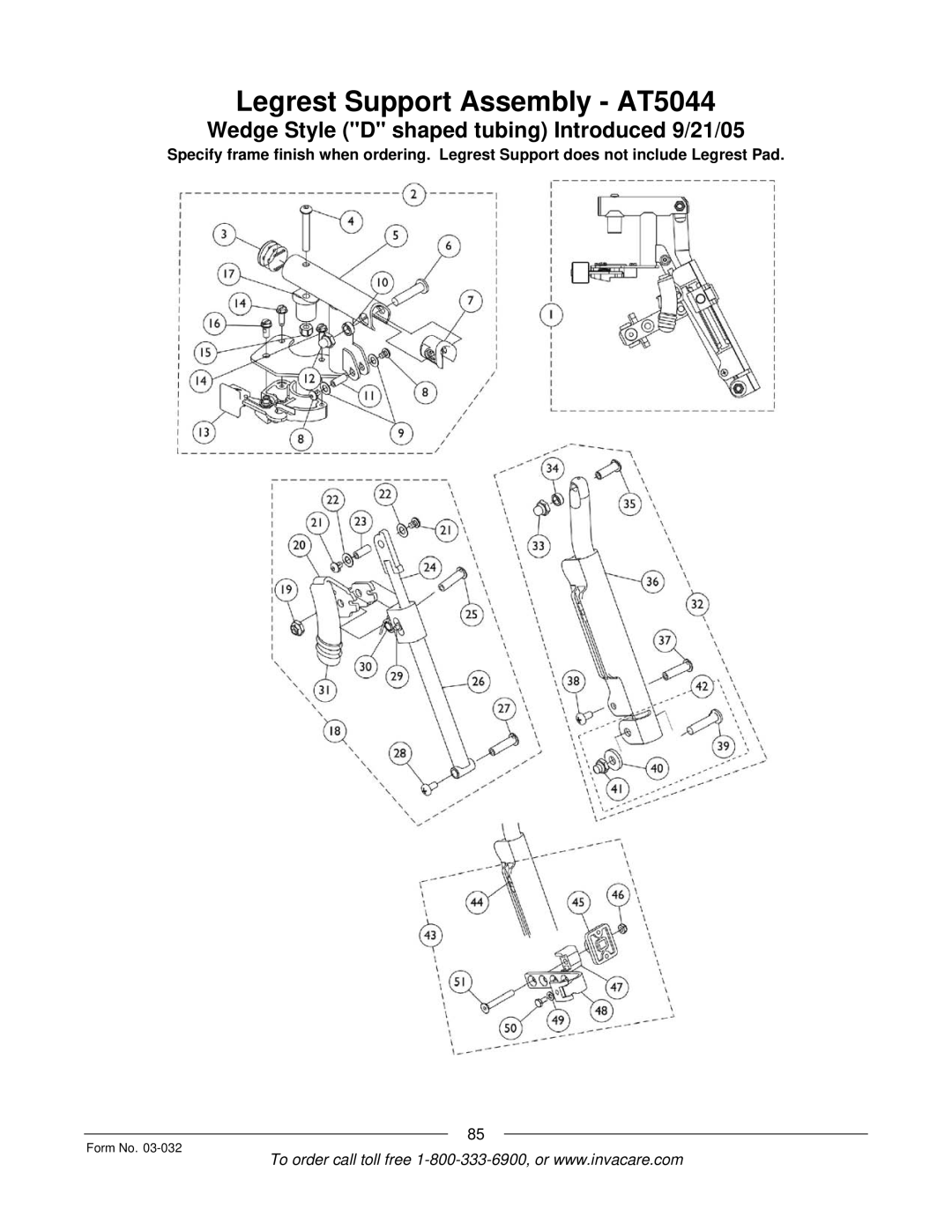 Invacare Compass SPT manual Wedge Style D shaped tubing Introduced 9/21/05 